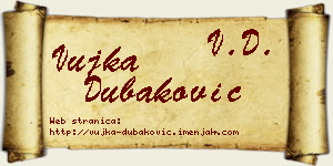 Vujka Dubaković vizit kartica
